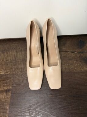 Mango Nude Square-Toe Heeled Pumps